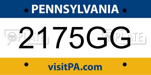 2175GG Pennsylvania License Plate