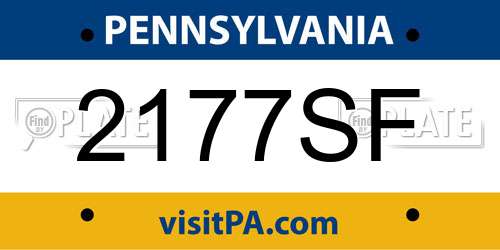 2177SF Pennsylvania License Plate