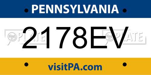 2178EV Pennsylvania License Plate