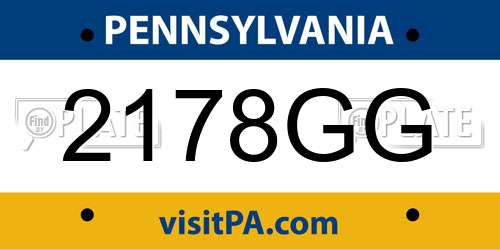 2178GG Pennsylvania License Plate