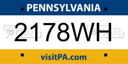2178WH Pennsylvania License Plate