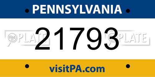 21793 Pennsylvania License Plate