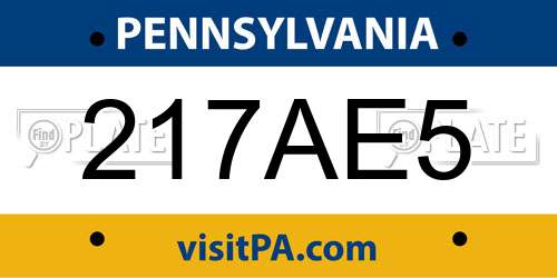 217AE5 Pennsylvania License Plate