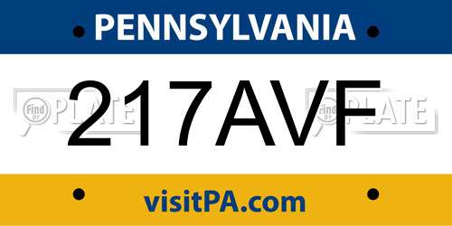 217AVF Pennsylvania License Plate
