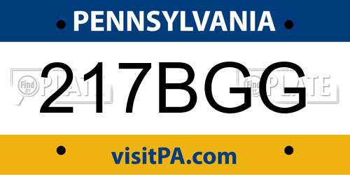 217BGG Pennsylvania License Plate