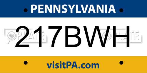 217BWH Pennsylvania License Plate