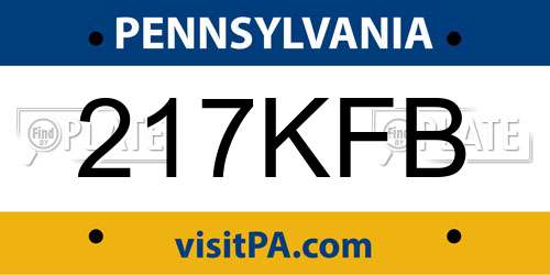 217KFB Pennsylvania License Plate