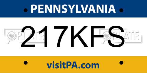 217KFS Pennsylvania License Plate