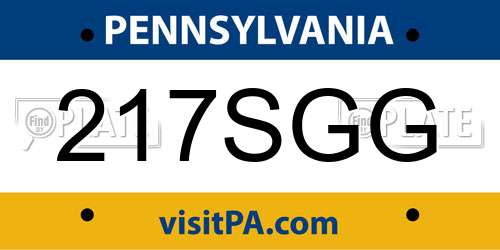 217SGG Pennsylvania License Plate