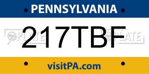 217TBF Pennsylvania License Plate