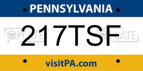 217TSF Pennsylvania License Plate