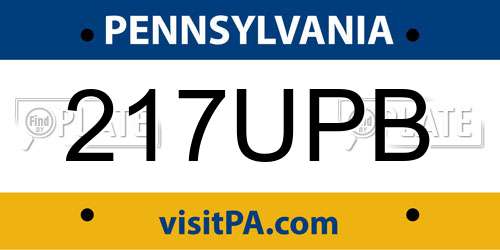 217UPB Pennsylvania License Plate