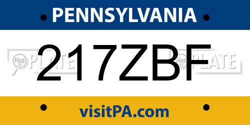 217ZBF Pennsylvania License Plate