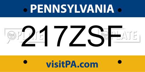 217ZSF Pennsylvania License Plate