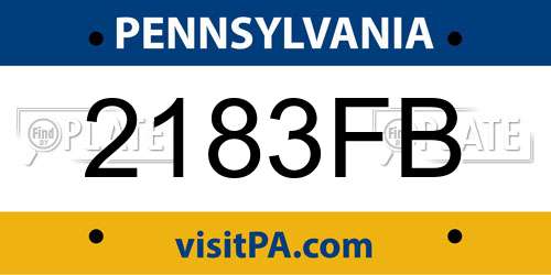 2183FB Pennsylvania License Plate