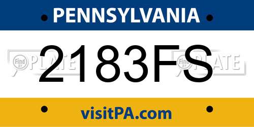 2183FS Pennsylvania License Plate