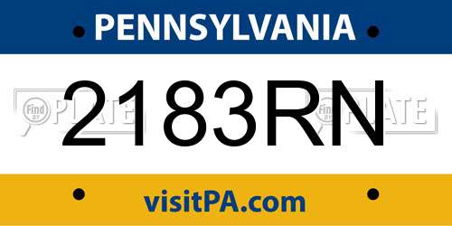 2183RN Pennsylvania License Plate
