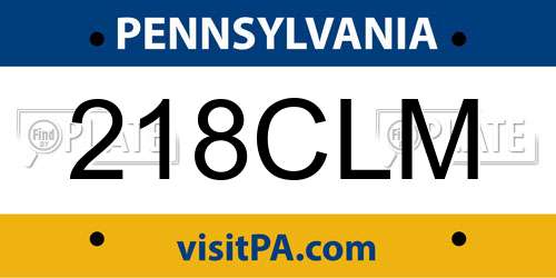 218CLM Pennsylvania License Plate