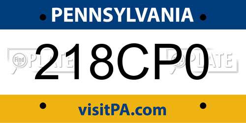 218CP0 Pennsylvania License Plate