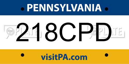 218CPD Pennsylvania License Plate