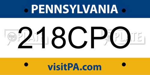 218CPO Pennsylvania License Plate