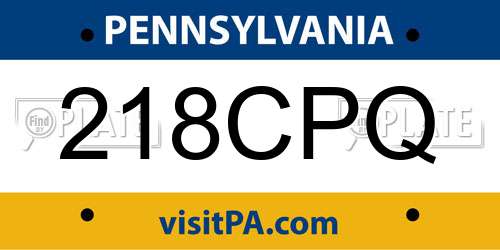 218CPQ Pennsylvania License Plate
