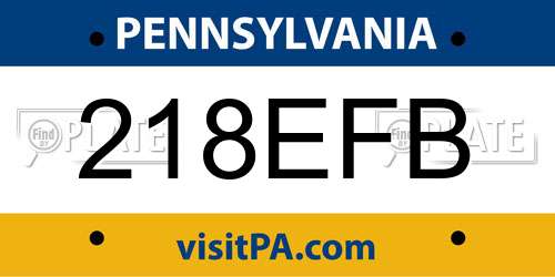 218EFB Pennsylvania License Plate
