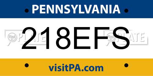 218EFS Pennsylvania License Plate