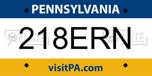218ERN Pennsylvania License Plate