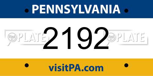 2192 Pennsylvania License Plate