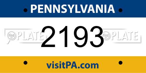 2193 Pennsylvania License Plate