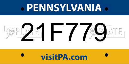 21F779 Pennsylvania License Plate