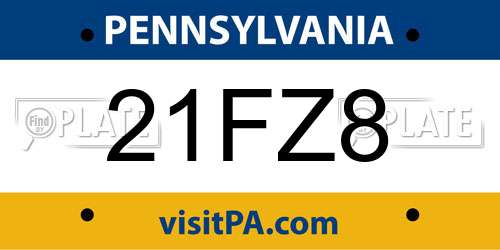 21FZ8 Pennsylvania License Plate