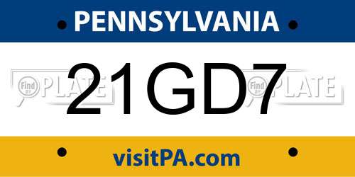21GD7 Pennsylvania License Plate