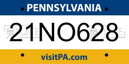 21NO628 Pennsylvania License Plate