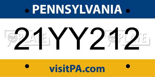 21YY212 Pennsylvania License Plate