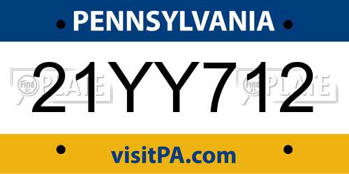 21YY712 Pennsylvania License Plate