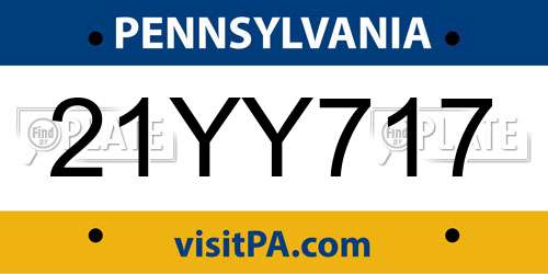 21YY717 Pennsylvania License Plate