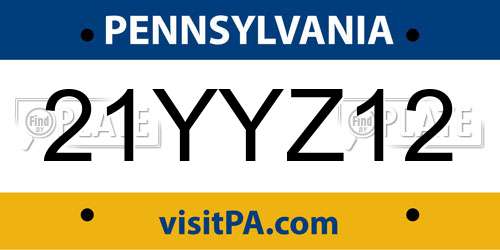 21YYZ12 Pennsylvania License Plate