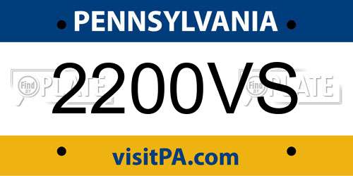 2200VS Pennsylvania License Plate