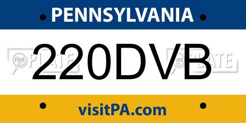 220DVB Pennsylvania License Plate