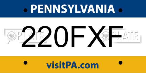 220FXF Pennsylvania License Plate