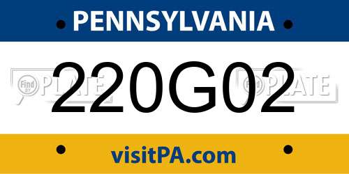 220G02 Pennsylvania License Plate