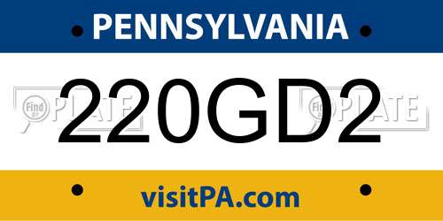 220GD2 Pennsylvania License Plate