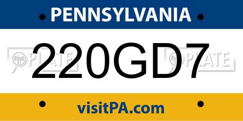 220GD7 Pennsylvania License Plate