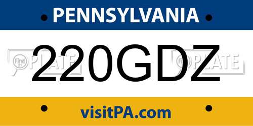 220GDZ Pennsylvania License Plate
