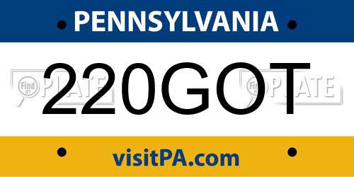 220GOT Pennsylvania License Plate