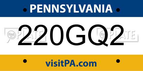 220GQ2 Pennsylvania License Plate
