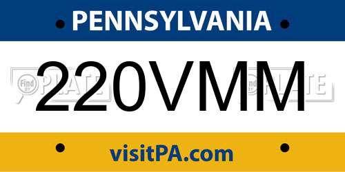 220VMM Pennsylvania License Plate