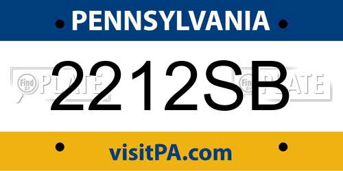 2212SB Pennsylvania License Plate